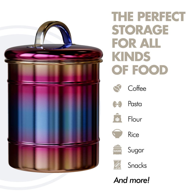 Amici Home Rainbow Metal Storage Canister | Dry Food Storage Container | Airtight Lid | 64 Ounce Capacity | Modern Home DÃ©cor | Decorative Metal Canister for Kitchen Countertop (Large) - Image 3